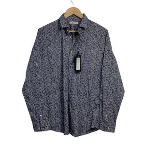 Jack  Jones Premium Navy Floral Mens Slim Fit Button Up Long Sleeve Shirt NWT